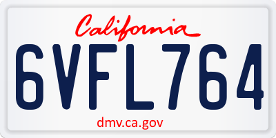 CA license plate 6VFL764