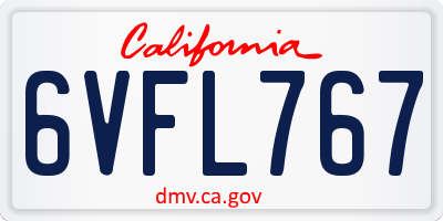 CA license plate 6VFL767