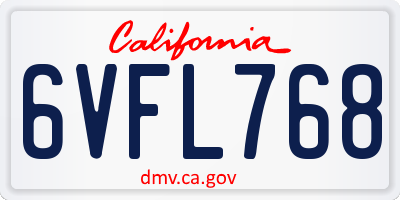 CA license plate 6VFL768
