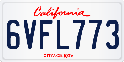 CA license plate 6VFL773