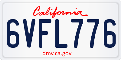 CA license plate 6VFL776