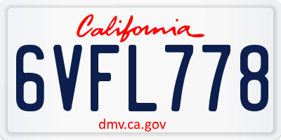 CA license plate 6VFL778