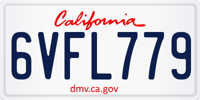 CA license plate 6VFL779