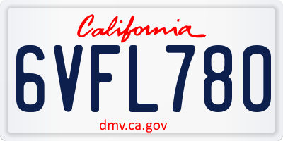 CA license plate 6VFL780