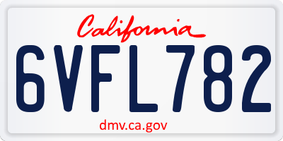 CA license plate 6VFL782