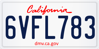 CA license plate 6VFL783