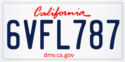 CA license plate 6VFL787