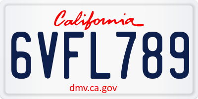 CA license plate 6VFL789