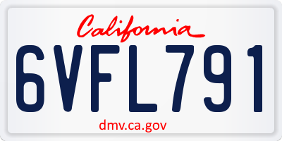 CA license plate 6VFL791