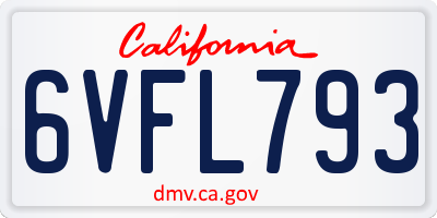 CA license plate 6VFL793