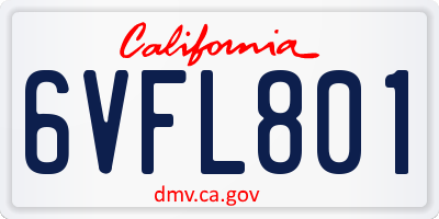 CA license plate 6VFL801