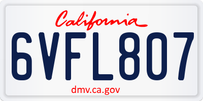 CA license plate 6VFL807