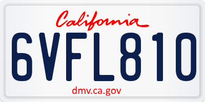 CA license plate 6VFL810