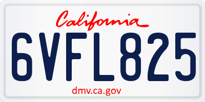 CA license plate 6VFL825