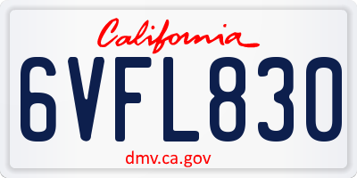 CA license plate 6VFL830