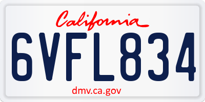 CA license plate 6VFL834