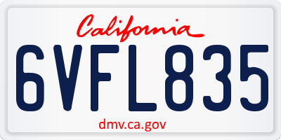 CA license plate 6VFL835