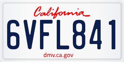 CA license plate 6VFL841