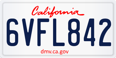 CA license plate 6VFL842