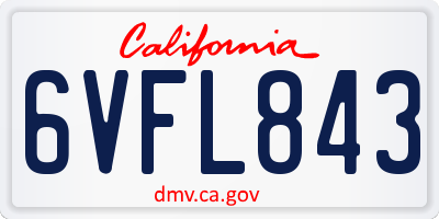 CA license plate 6VFL843