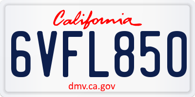CA license plate 6VFL850