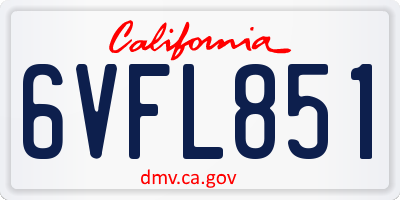 CA license plate 6VFL851