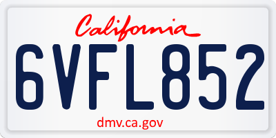 CA license plate 6VFL852