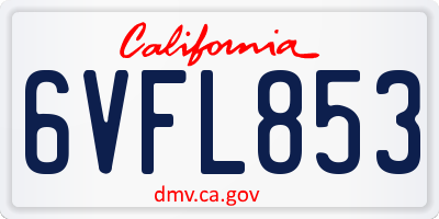 CA license plate 6VFL853
