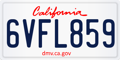 CA license plate 6VFL859