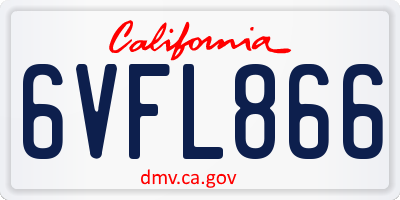 CA license plate 6VFL866