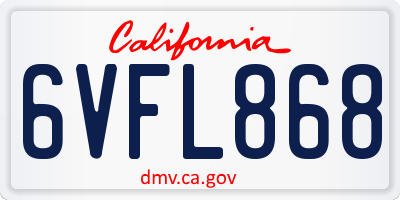 CA license plate 6VFL868
