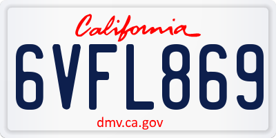 CA license plate 6VFL869
