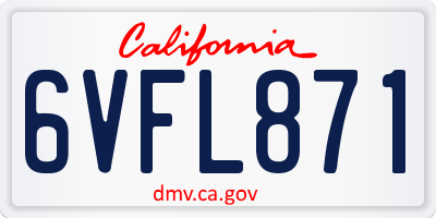 CA license plate 6VFL871