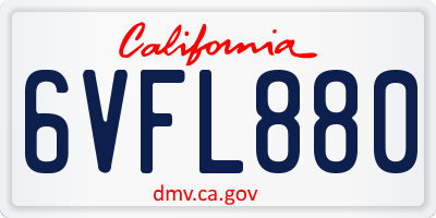 CA license plate 6VFL880