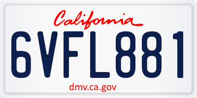 CA license plate 6VFL881