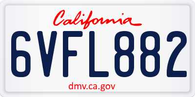 CA license plate 6VFL882