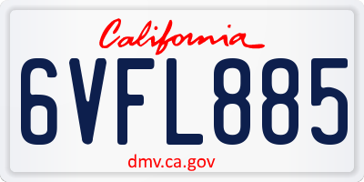 CA license plate 6VFL885