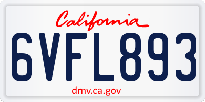CA license plate 6VFL893