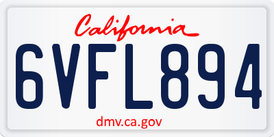 CA license plate 6VFL894
