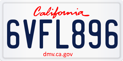 CA license plate 6VFL896
