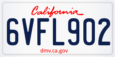 CA license plate 6VFL902