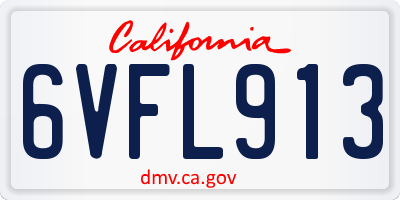 CA license plate 6VFL913