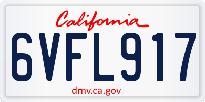 CA license plate 6VFL917