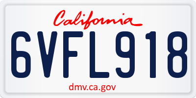 CA license plate 6VFL918