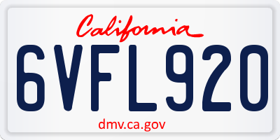 CA license plate 6VFL920