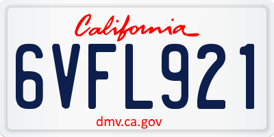 CA license plate 6VFL921