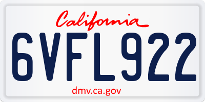 CA license plate 6VFL922
