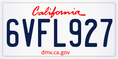 CA license plate 6VFL927