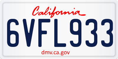 CA license plate 6VFL933