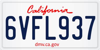 CA license plate 6VFL937